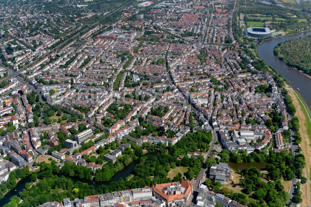 Aerial photograph Bremen - City view on down town in the district Ostertor in Bremen, Germany