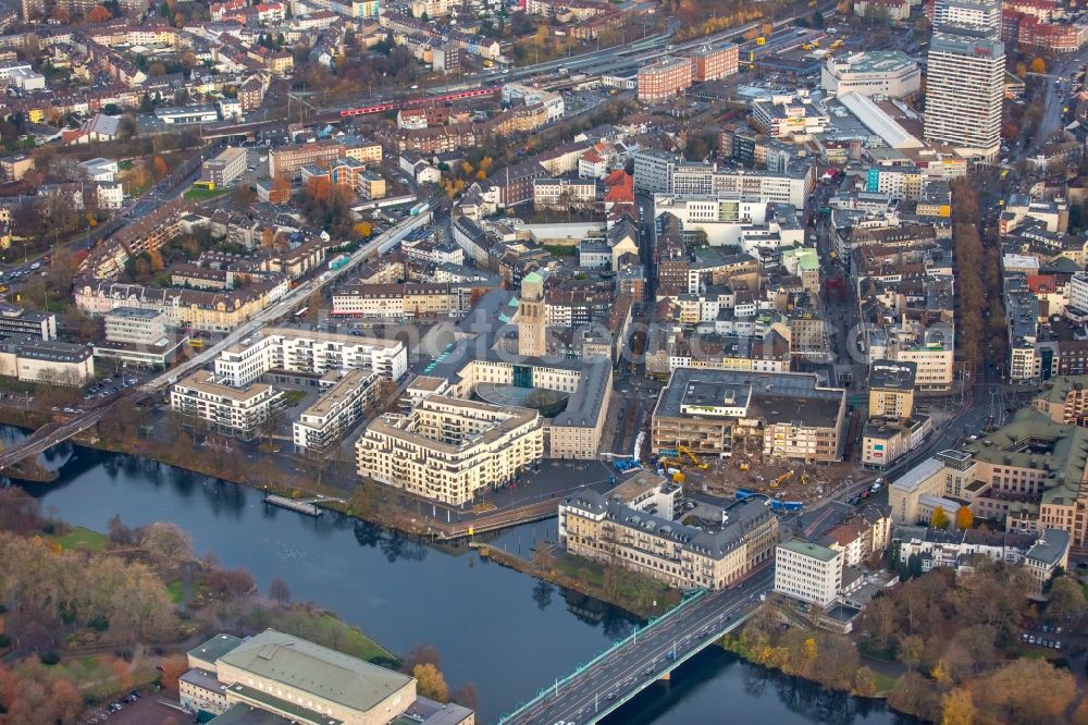 Aerial image Mülheim an der Ruhr - City view of the city area of in the district Ruhr Metropolitan Area in Muelheim on the Ruhr in the state North Rhine-Westphalia