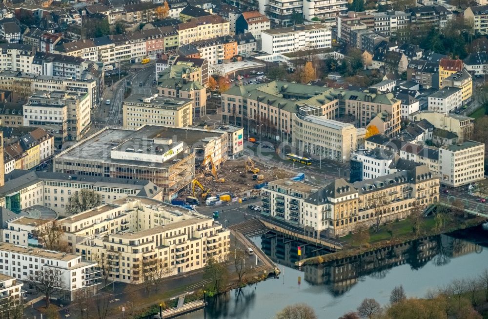 Mülheim an der Ruhr from above - City view of the city area of in the district Ruhr Metropolitan Area in Muelheim on the Ruhr in the state North Rhine-Westphalia