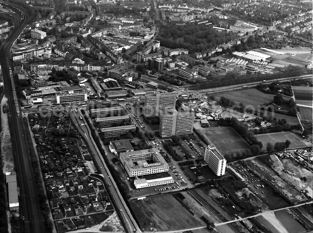 Düsseldorf from above - City view on down town in the district Unterbilk in Duesseldorf in the state North Rhine-Westphalia, Germany