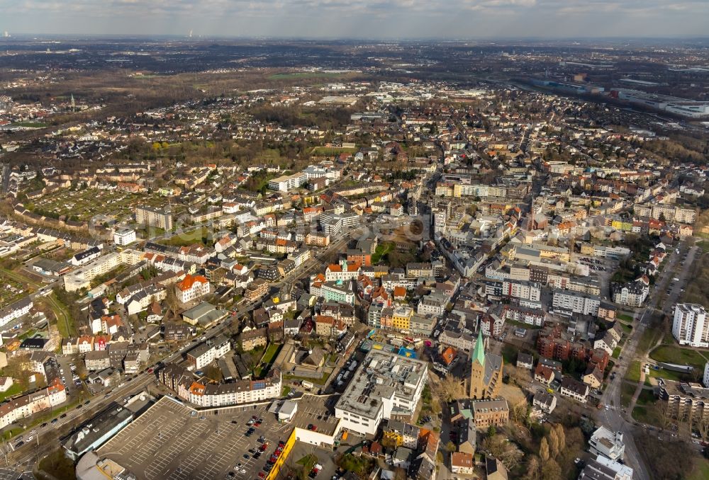 Aerial image Bochum - City view on down town in the district Wattenscheid in Bochum in the state North Rhine-Westphalia, Germany