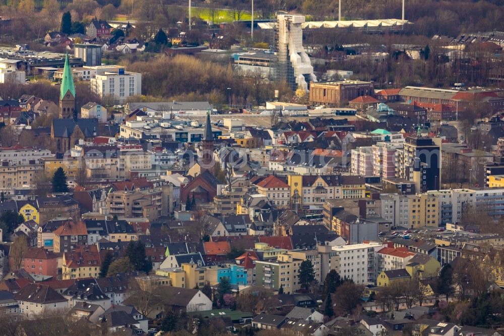 Aerial photograph Bochum - City view on down town in the district Wattenscheid in Bochum in the state North Rhine-Westphalia, Germany