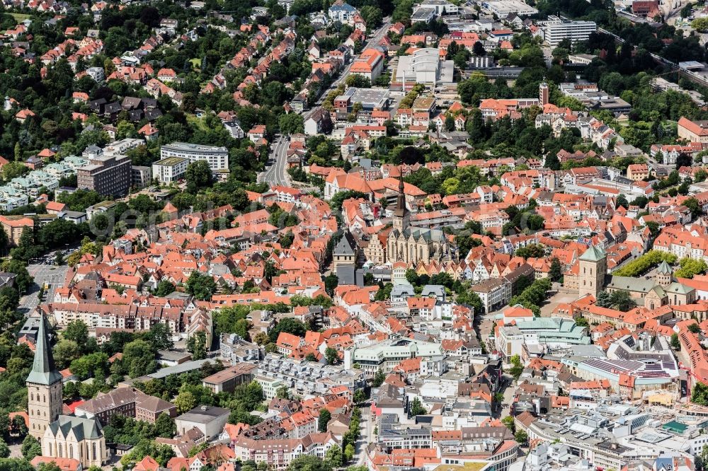 Osnabrück from above - City view of the city area of in Osnabrueck in the state Lower Saxony, Germany