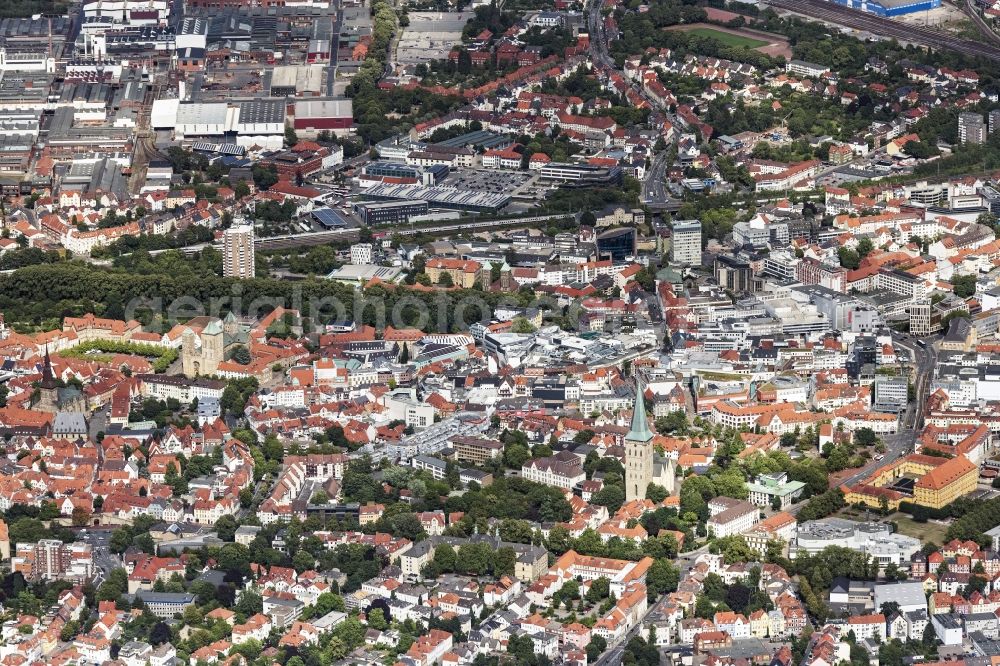 Osnabrück from above - City view on down town in Osnabrueck in the state Lower Saxony, Germany