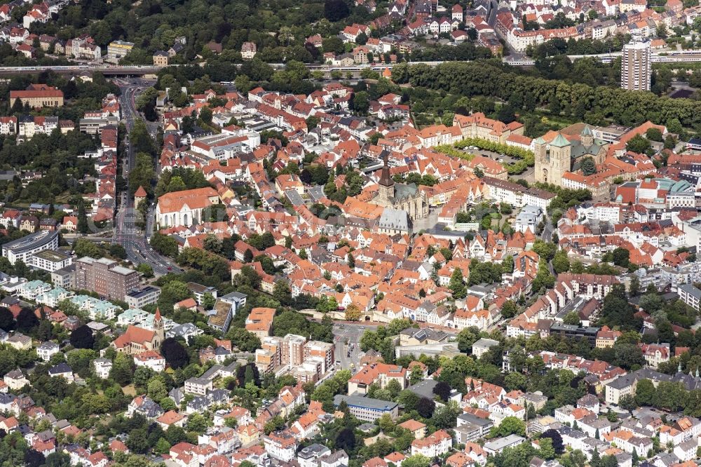 Aerial photograph Osnabrück - City view on down town in Osnabrueck in the state Lower Saxony, Germany