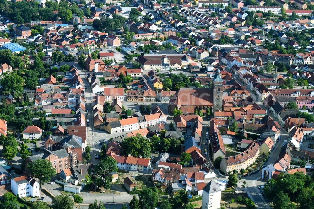 Osterburg (Altmark) from the bird's eye view: City view of the city area of in Osterburg (Altmark) in the state Saxony-Anhalt, Germany