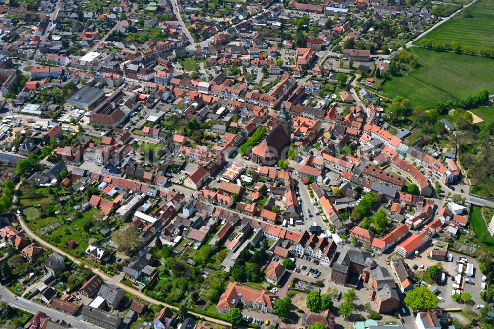 Osterburg (Altmark) from above - City view on down town in Osterburg (Altmark) in the state Saxony-Anhalt, Germany