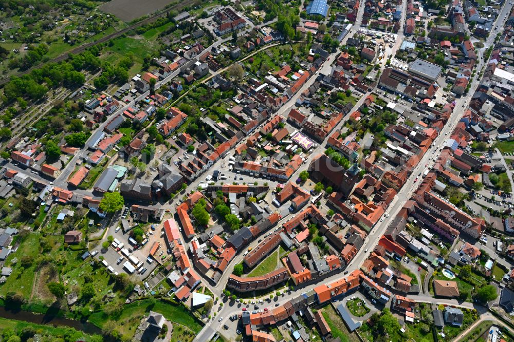 Osterburg (Altmark) from the bird's eye view: City view on down town in Osterburg (Altmark) in the state Saxony-Anhalt, Germany