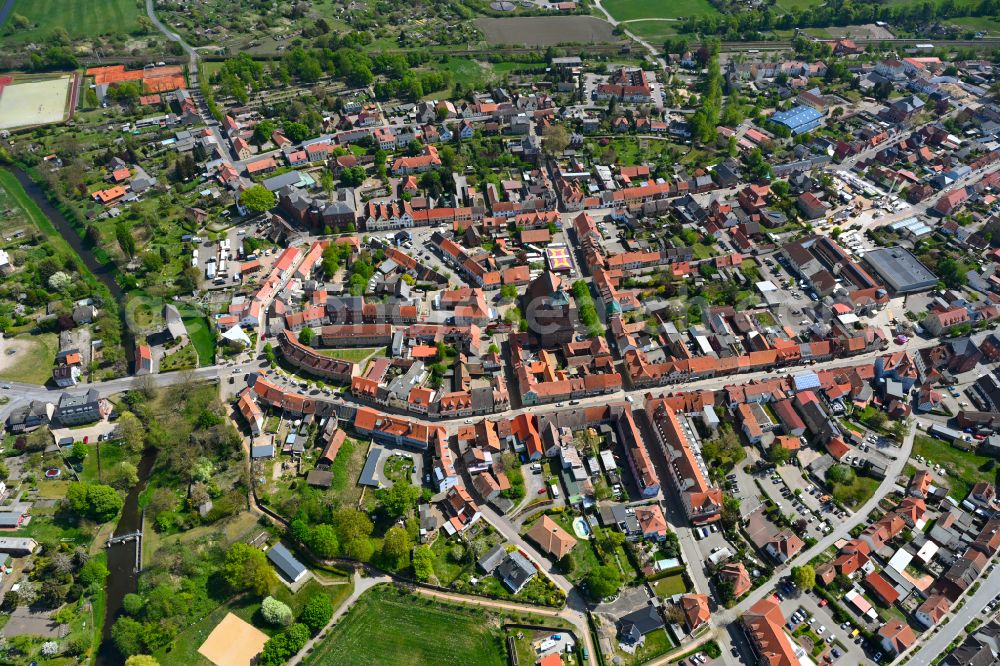 Aerial image Osterburg (Altmark) - City view on down town in Osterburg (Altmark) in the state Saxony-Anhalt, Germany