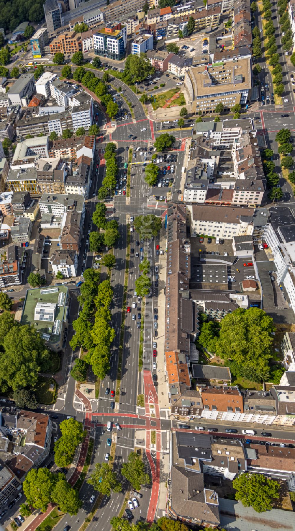 Aerial image Dortmund - City view on down town vom Ostwall along the Arndtatsrasse in the district Cityring-Ost in Dortmund at Ruhrgebiet in the state North Rhine-Westphalia, Germany