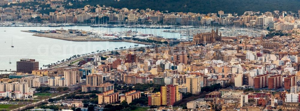 Palma from above - City view on down town in Palma in Balearic island of Mallorca, Spain