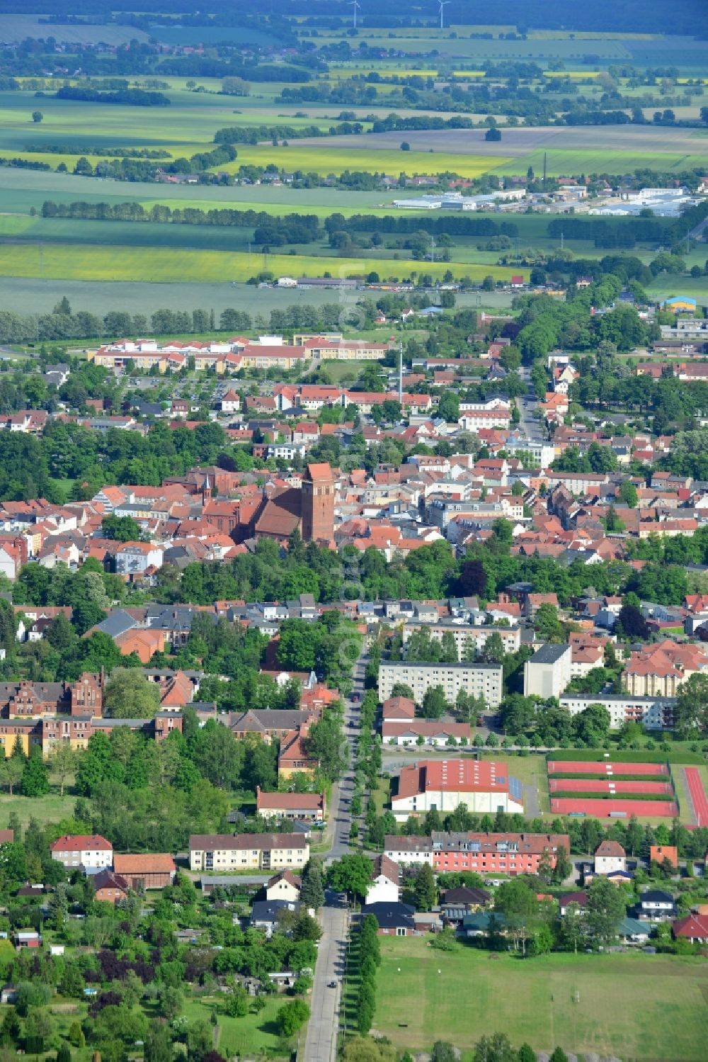 Perleberg from above - City view from the center of in Perleberg in the state Brandenburg