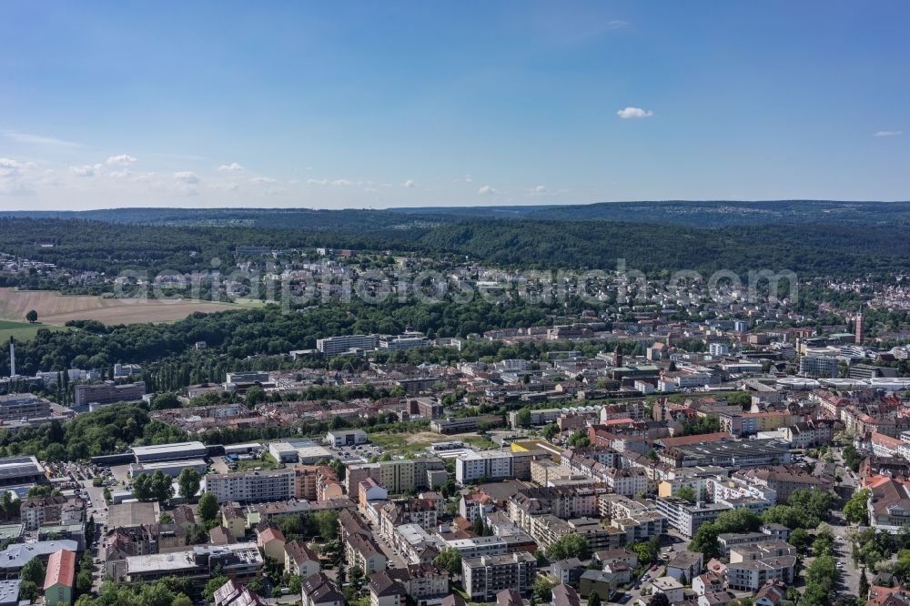 Aerial image Pforzheim - City view of the city area of in Pforzheim in the state Baden-Wuerttemberg