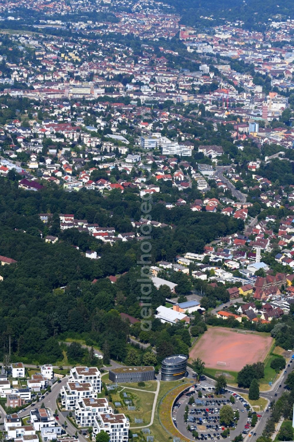 Aerial photograph Pforzheim - City view of the city area of in Pforzheim in the state Baden-Wurttemberg, Germany