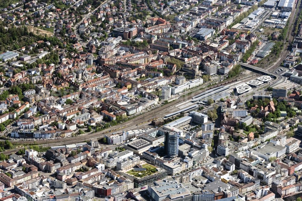 Pforzheim from above - City view on down town in Pforzheim in the state Baden-Wuerttemberg, Germany