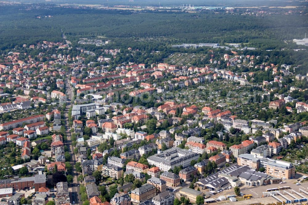 Dresden from above - City view of the city area of Pieschen in Dresden in the state Saxony, Germany