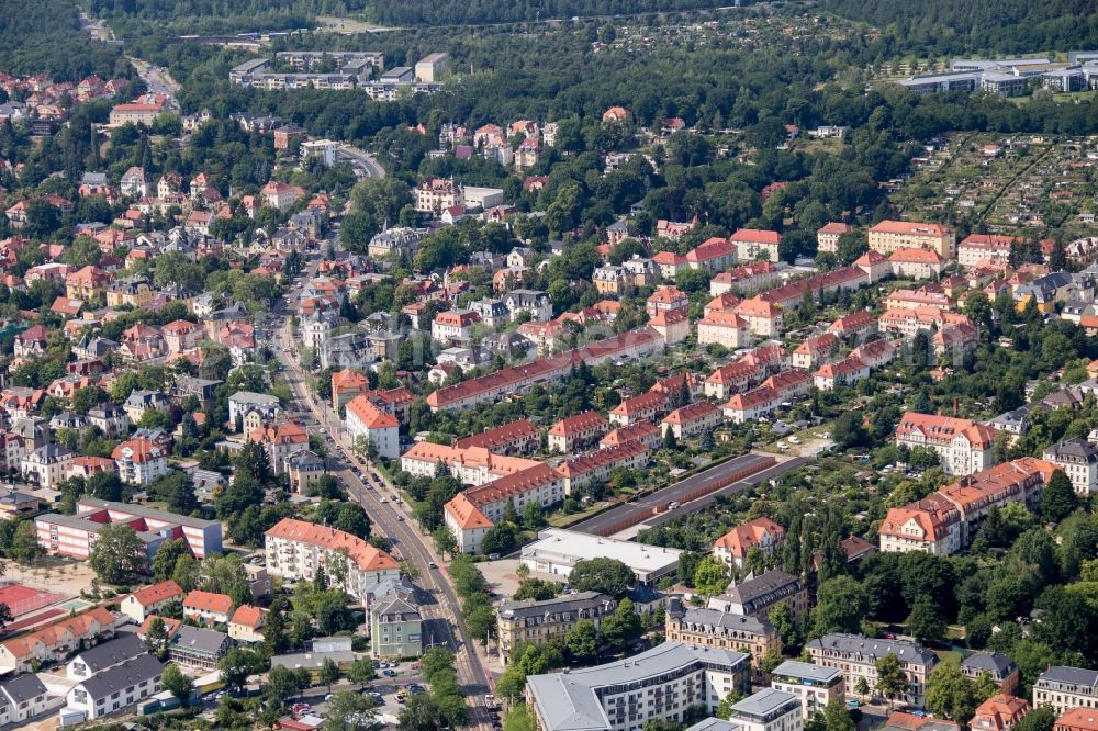 Aerial photograph Dresden - City view of the city area of Pieschen in Dresden in the state Saxony, Germany