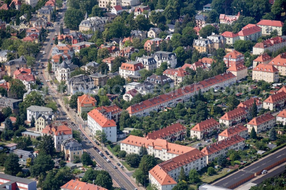 Dresden from above - City view of the city area of Pieschen in Dresden in the state Saxony, Germany