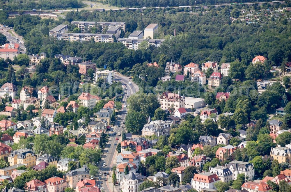 Dresden from the bird's eye view: City view of the city area of Pieschen in Dresden in the state Saxony, Germany