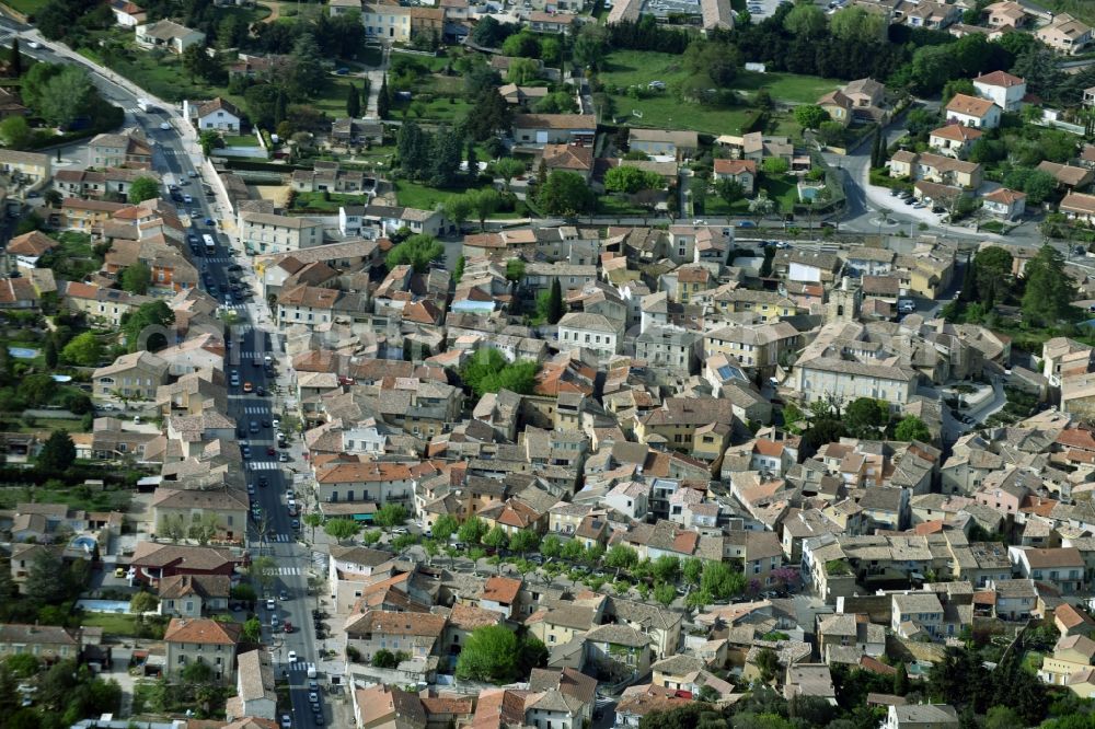 Aerial image Piolenc - City view of the city area of in Piolenc in Provence-Alpes-Cote d'Azur, France