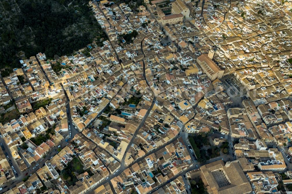 Pollenca from the bird's eye view: City view on down town in Pollenca in Balearische Insel Mallorca, Spain