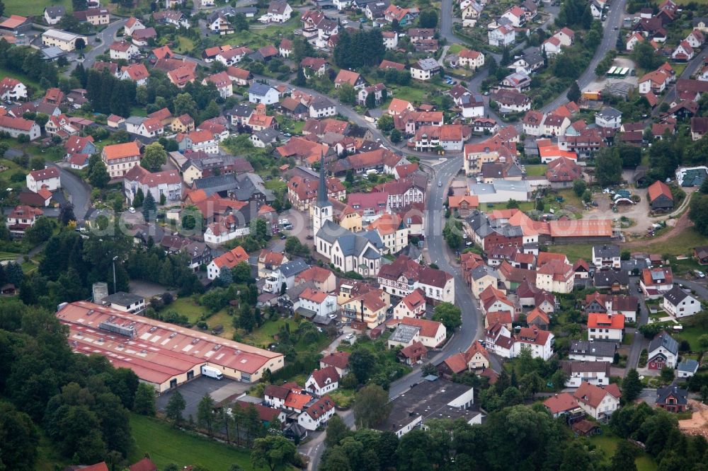 Poppenhausen (Wasserkuppe) from above - City view of the city area of in Poppenhausen (Wasserkuppe) in the state Hesse, Germany