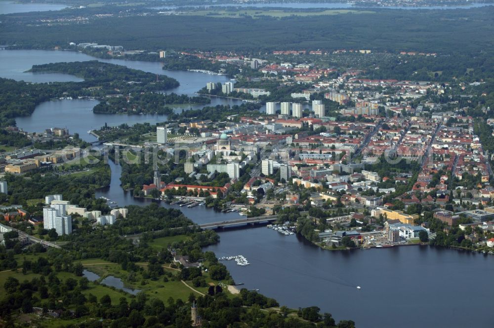 Potsdam from the bird's eye view: City view of the inner-city area of in Potsdam in the state Brandenburg