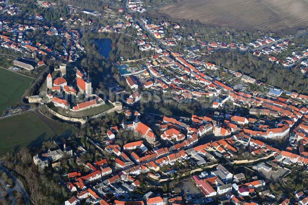 Querfurt from above - City view on down town in Querfurt in the state Saxony-Anhalt, Germany