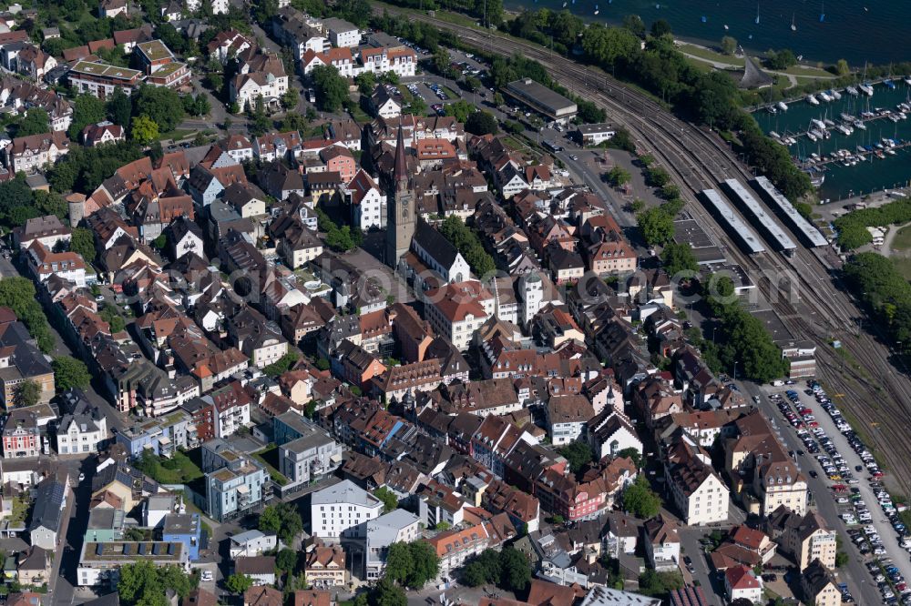 Aerial image Radolfzell am Bodensee - City view of the city area of in Radolfzell am Bodensee in the state Baden-Wurttemberg, Germany