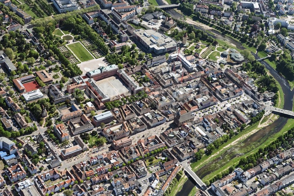 Rastatt from above - City view on down town in Rastatt in the state Baden-Wuerttemberg, Germany