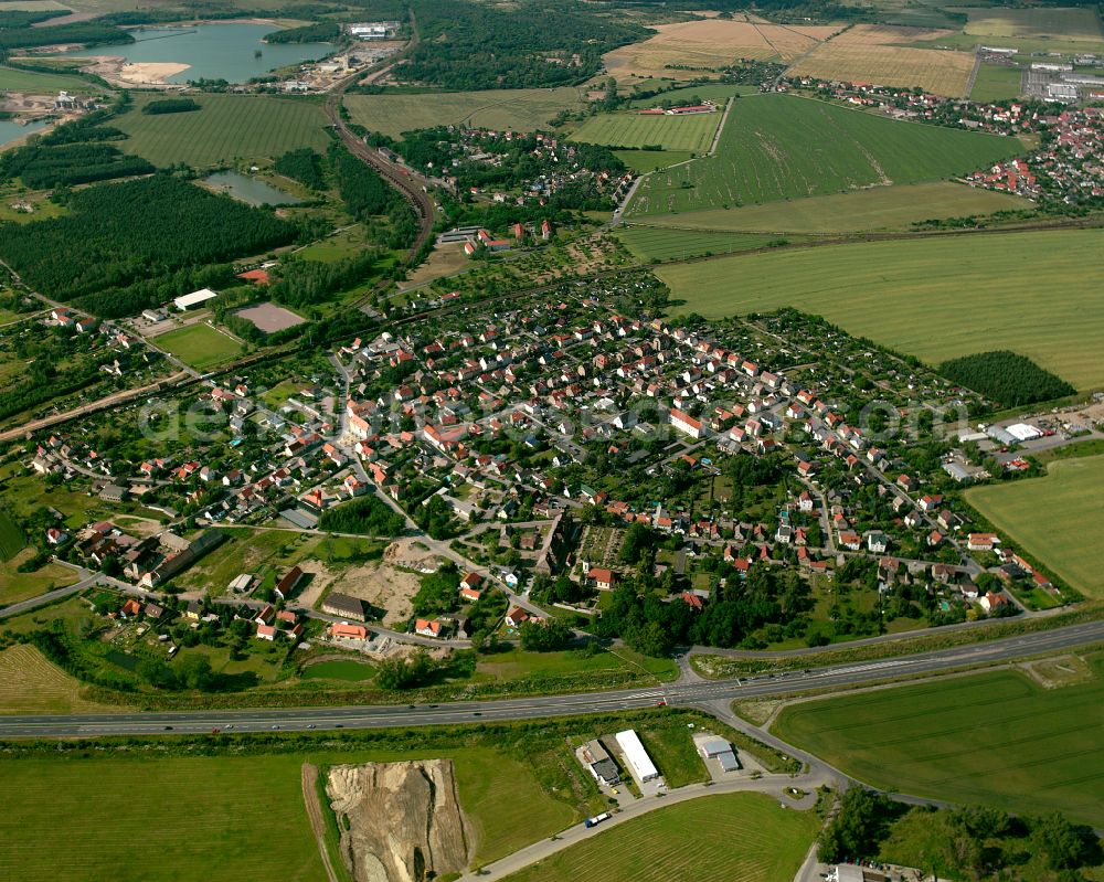 Röderau from above - City view on down town in Röderau in the state Saxony, Germany