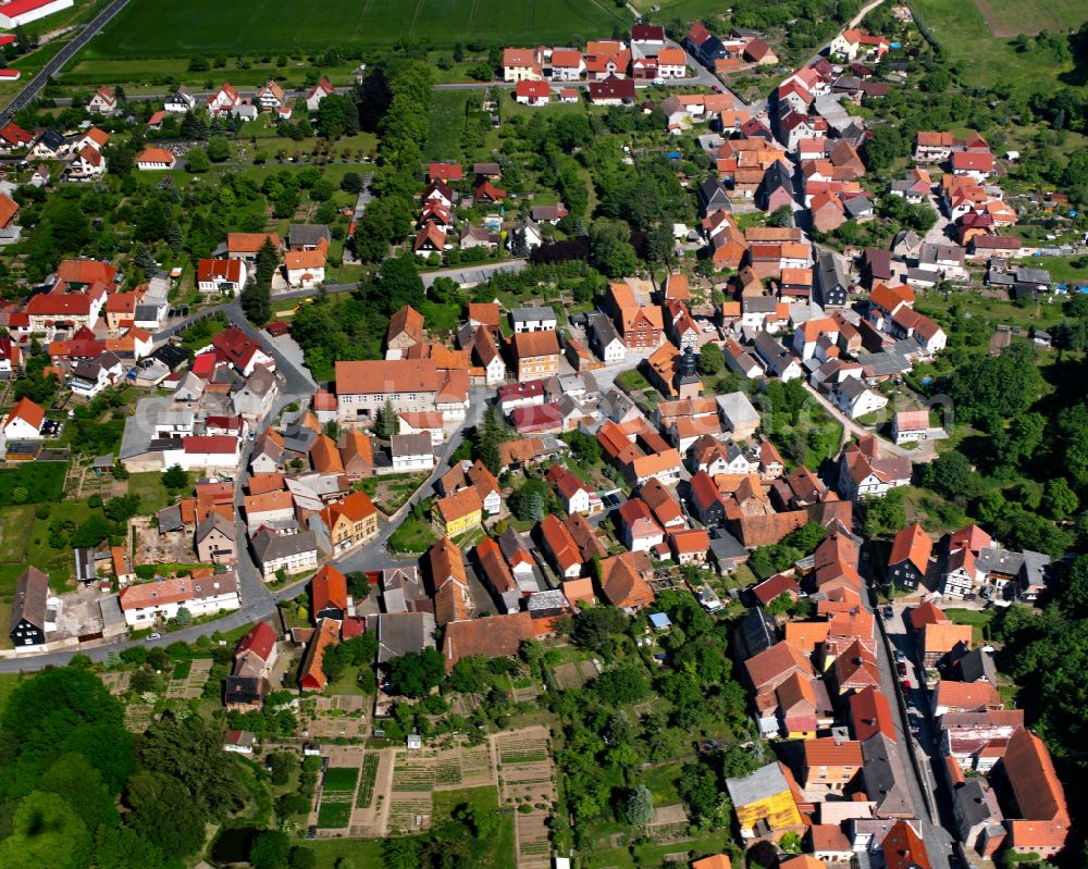 Rüdigershagen from the bird's eye view: City view on down town in Rüdigershagen in the state Thuringia, Germany