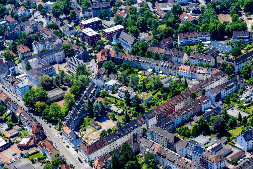 Recklinghausen from the bird's eye view: City view on down town on street Nordstrasse in Recklinghausen at Ruhrgebiet in the state North Rhine-Westphalia, Germany