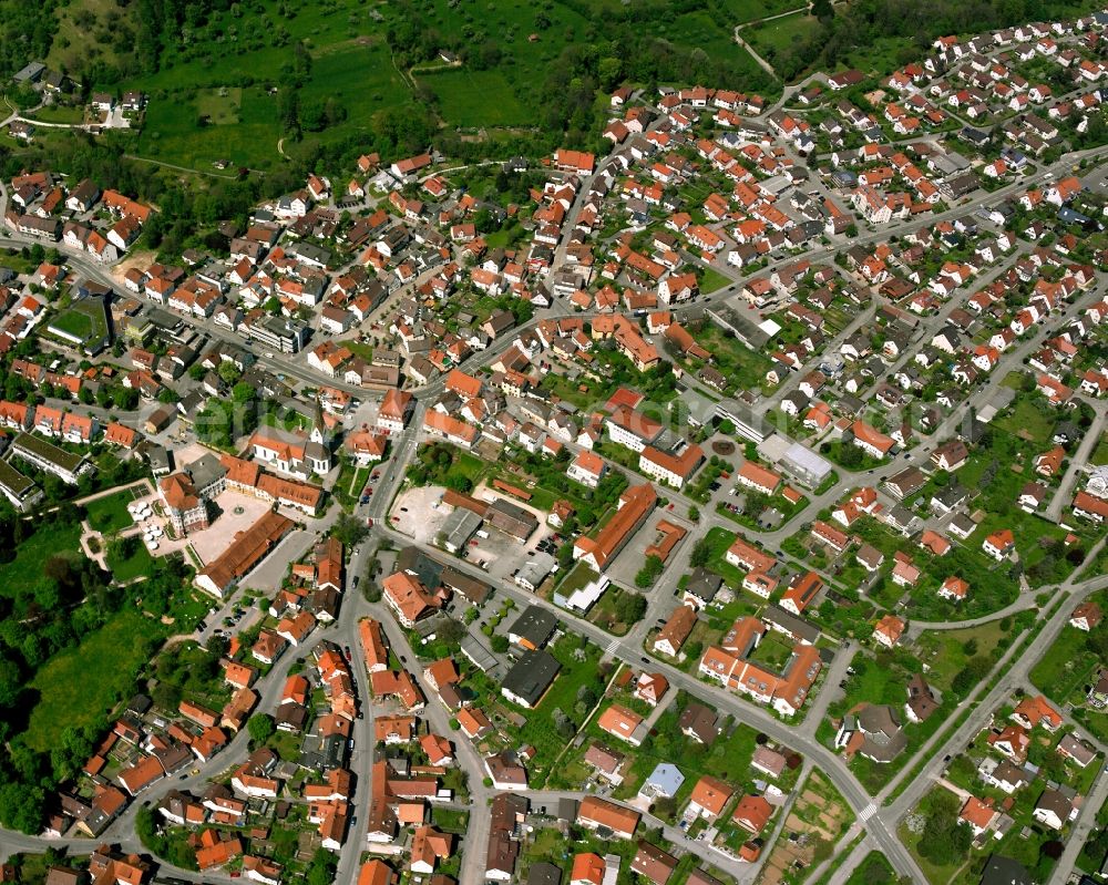 Reichenbach from above - City view on down town in Reichenbach in the state Baden-Wuerttemberg, Germany