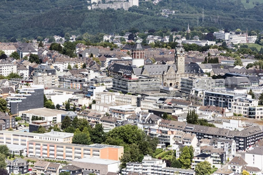 Remscheid from the bird's eye view: City view of the city area of in Remscheid in the state North Rhine-Westphalia, Germany