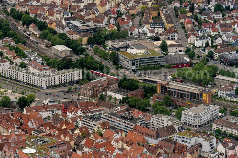 Aerial image Reutlingen - City view on down town on street B313 in Reutlingen in the state Baden-Wuerttemberg, Germany