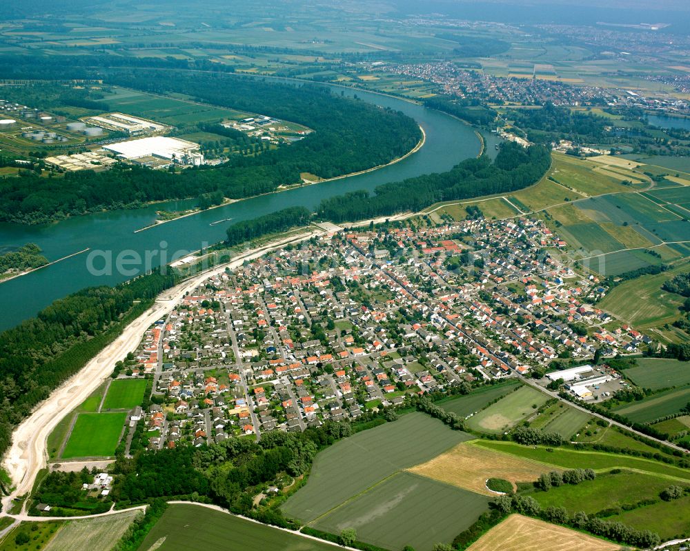 Rheinhausen from above - City view on down town in Rheinhausen in the state Baden-Wuerttemberg, Germany