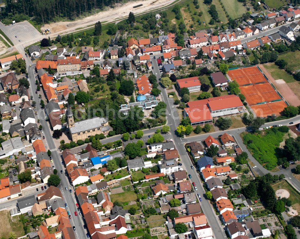 Aerial image Rheinhausen - City view on down town in Rheinhausen in the state Baden-Wuerttemberg, Germany