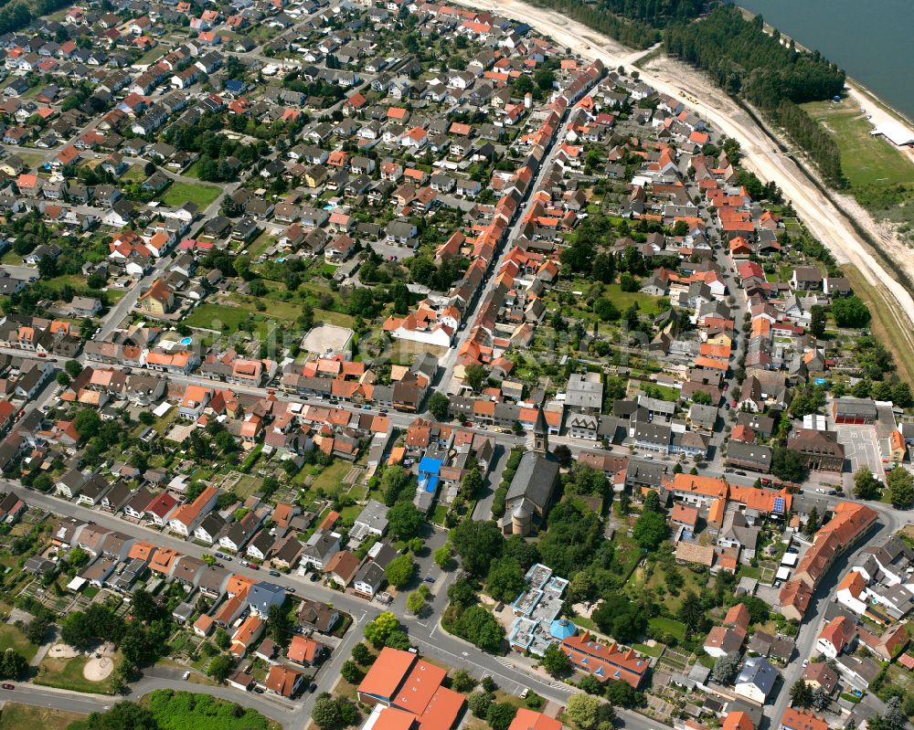 Aerial photograph Rheinhausen - City view on down town in Rheinhausen in the state Baden-Wuerttemberg, Germany