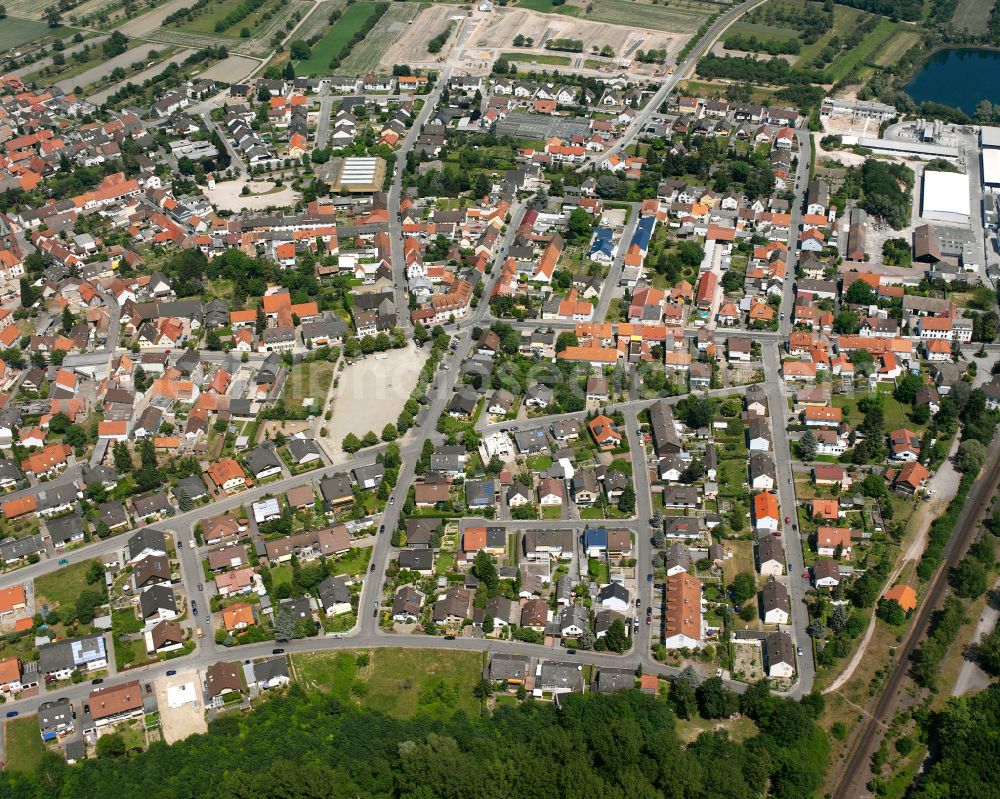 Aerial image Rheinsheim - City view on down town in Rheinsheim in the state Baden-Wuerttemberg, Germany