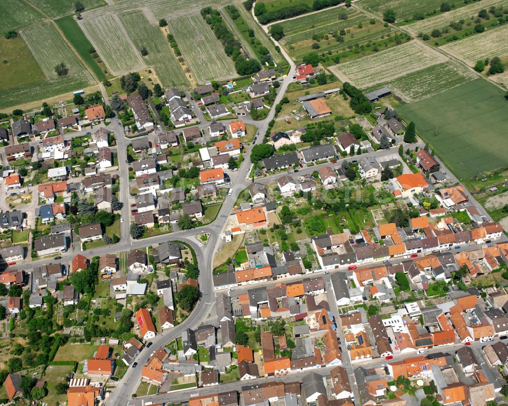 Aerial photograph Rheinsheim - City view on down town in Rheinsheim in the state Baden-Wuerttemberg, Germany