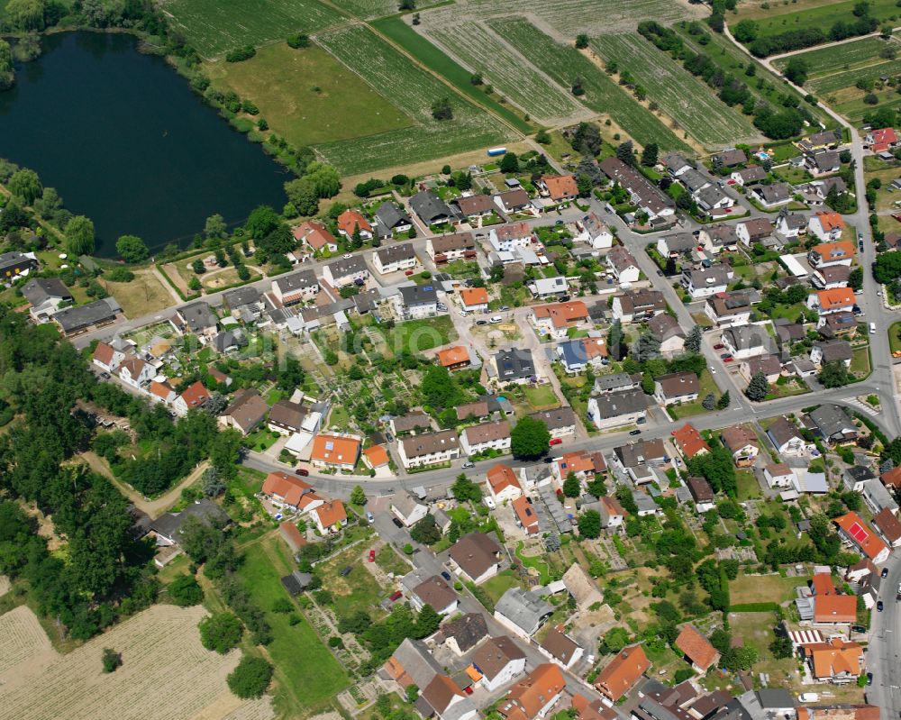 Rheinsheim from above - City view on down town in Rheinsheim in the state Baden-Wuerttemberg, Germany