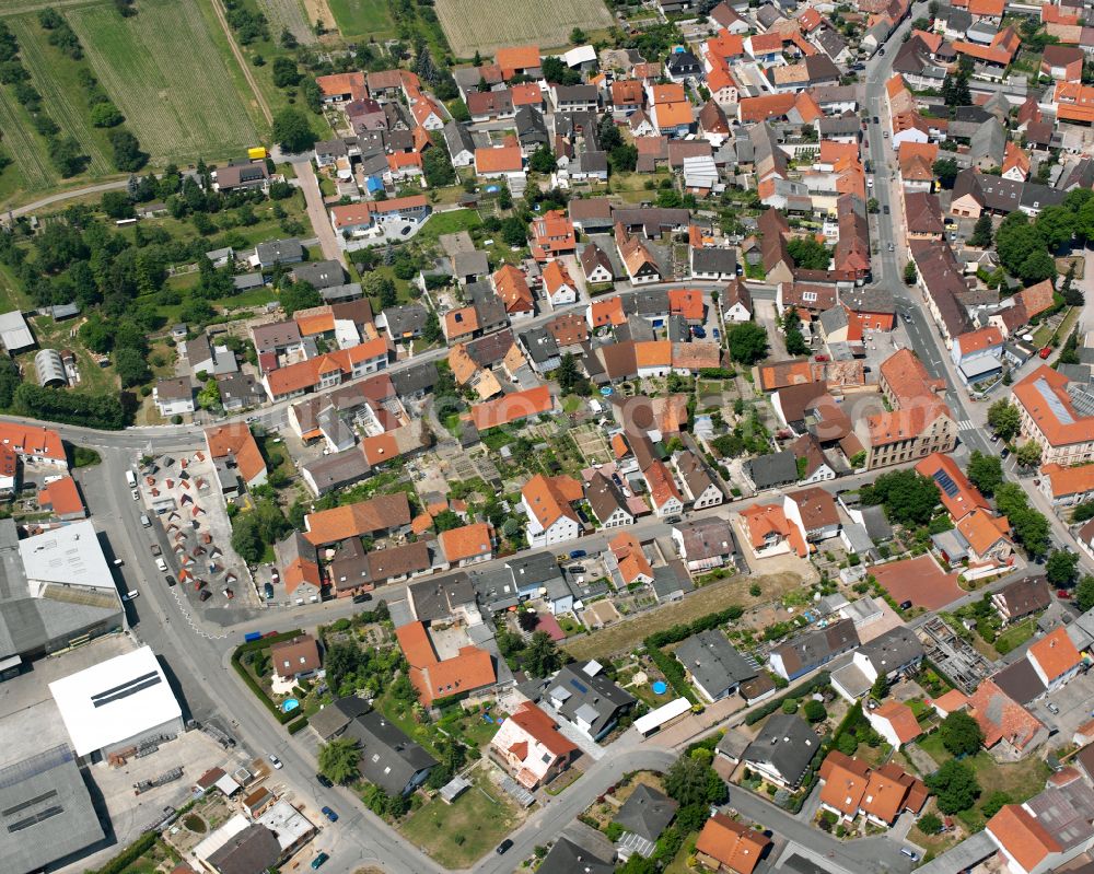 Rheinsheim from above - City view on down town in Rheinsheim in the state Baden-Wuerttemberg, Germany