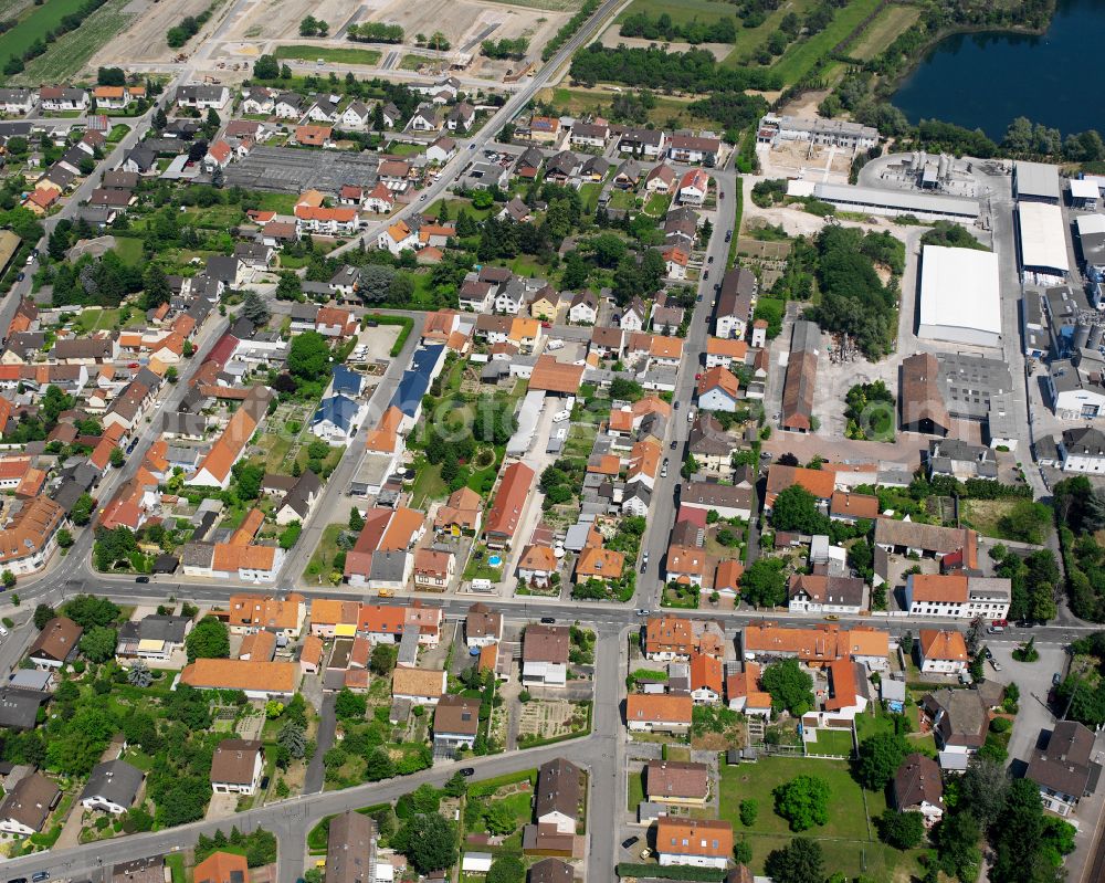 Rheinsheim from the bird's eye view: City view on down town in Rheinsheim in the state Baden-Wuerttemberg, Germany