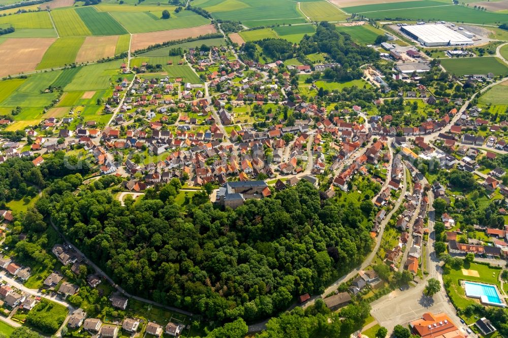 Aerial image Rhoden - City view on down town in Rhoden in the state Hesse, Germany