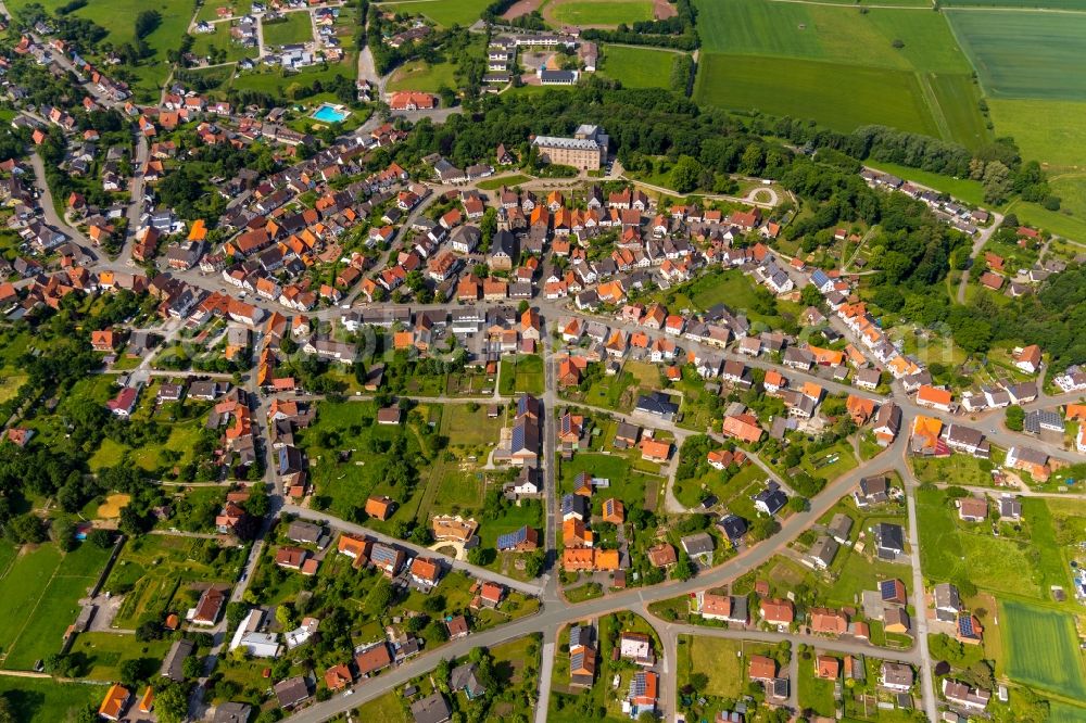 Rhoden from the bird's eye view: City view on down town in Rhoden in the state Hesse, Germany