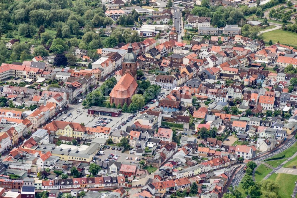 Aerial image Ribnitz-Damgarten - City view of the city area of in Ribnitz-Damgarten in the state Mecklenburg - Western Pomerania, Germany