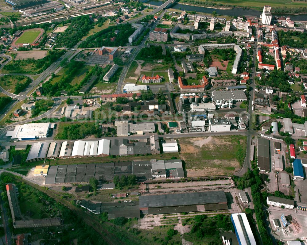 Aerial image Riesa - City view on down town in Riesa in the state Saxony, Germany