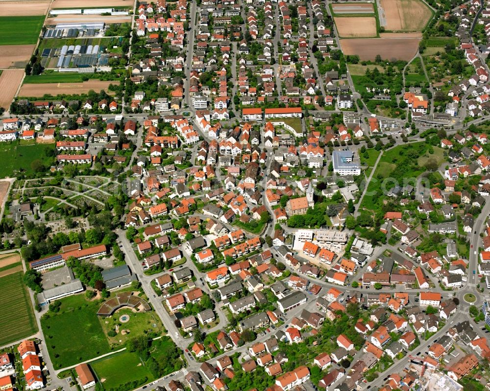 Rommelshausen from above - City view on down town in Rommelshausen in the state Baden-Wuerttemberg, Germany