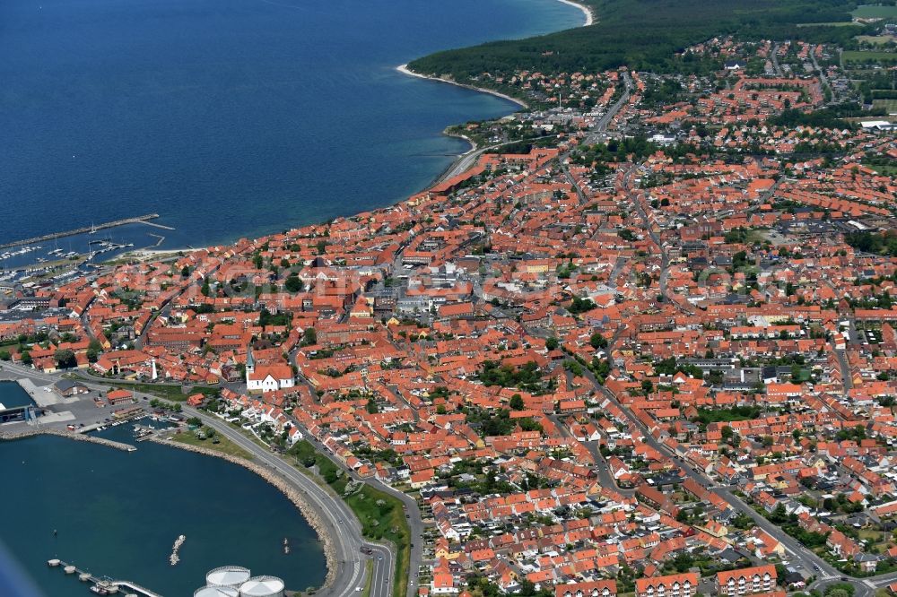 Ronne - Insel Bornholm from the bird's eye view: City view of the city area of in Ronne - Bornholm Island in Region Hovedstaden, Denmark